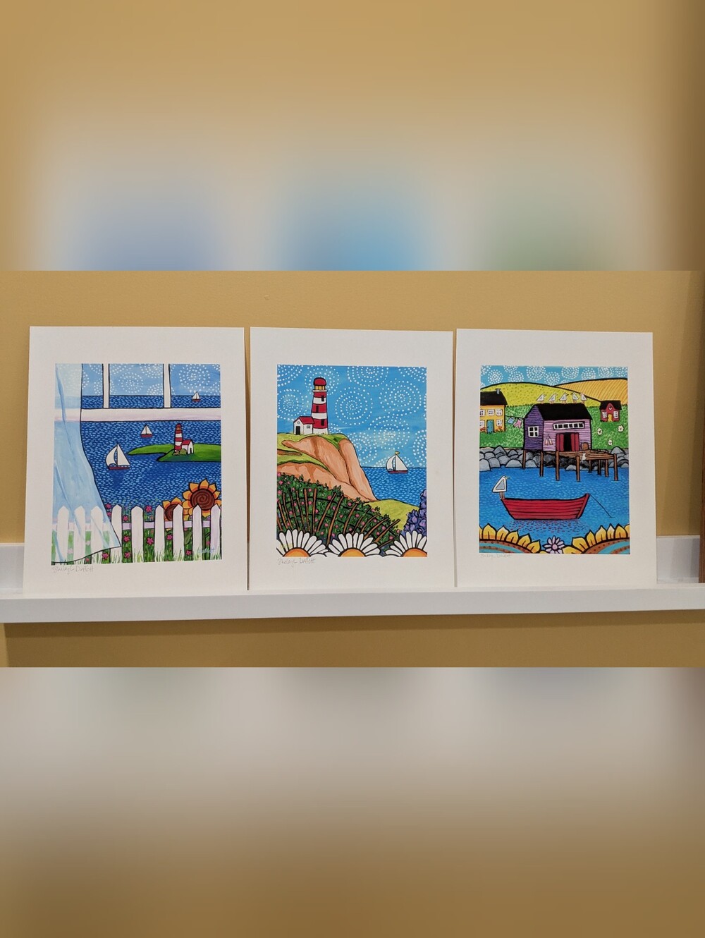 Shelagh Duffett Nova Scotia Whimsical Coastal Folk Art Prints - Set of 3